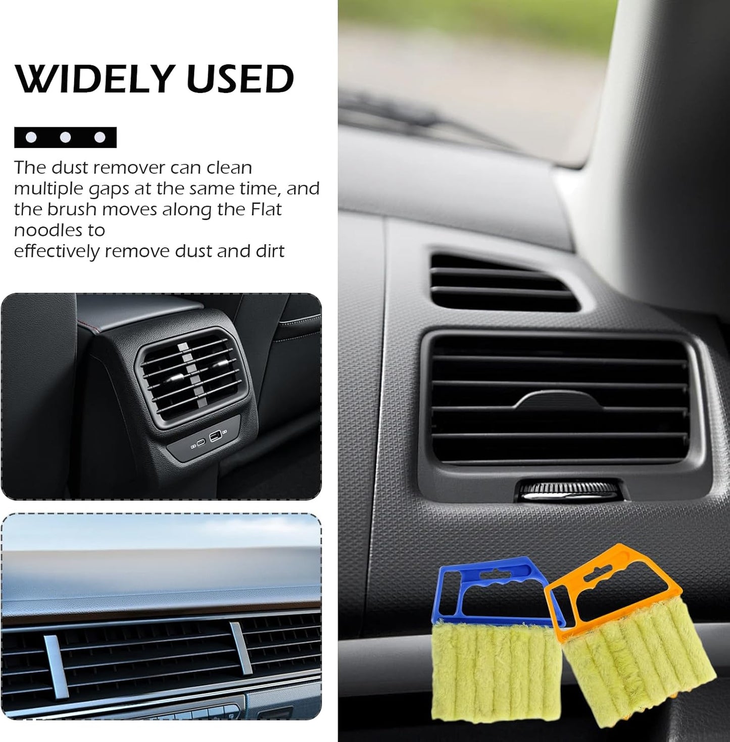 2PCS Blind Cleaner Duster Tool, Microfiber Washable Handheld Mini Duster Brush, 7-Finger Dusting Cleaner Tool for Air Conditioner Vents, Wood Blinds (Orange & Blue)