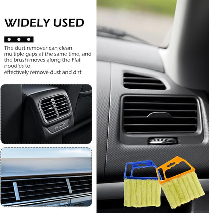 2PCS Blind Cleaner Duster Tool, Microfiber Washable Handheld Mini Duster Brush, 7-Finger Dusting Cleaner Tool for Air Conditioner Vents, Wood Blinds (Orange & Blue)