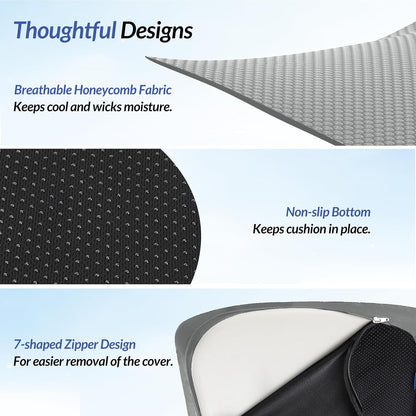 ZIKEE Contoured Ergonomic Seat Cushion for Effective Pain Relief, Non-Slip | Office Chair Cushion for Sciatica, Back, Tailbone Pain Relief, High-Density Memory Foam Car Seat Cushion for Sitting Comfort
