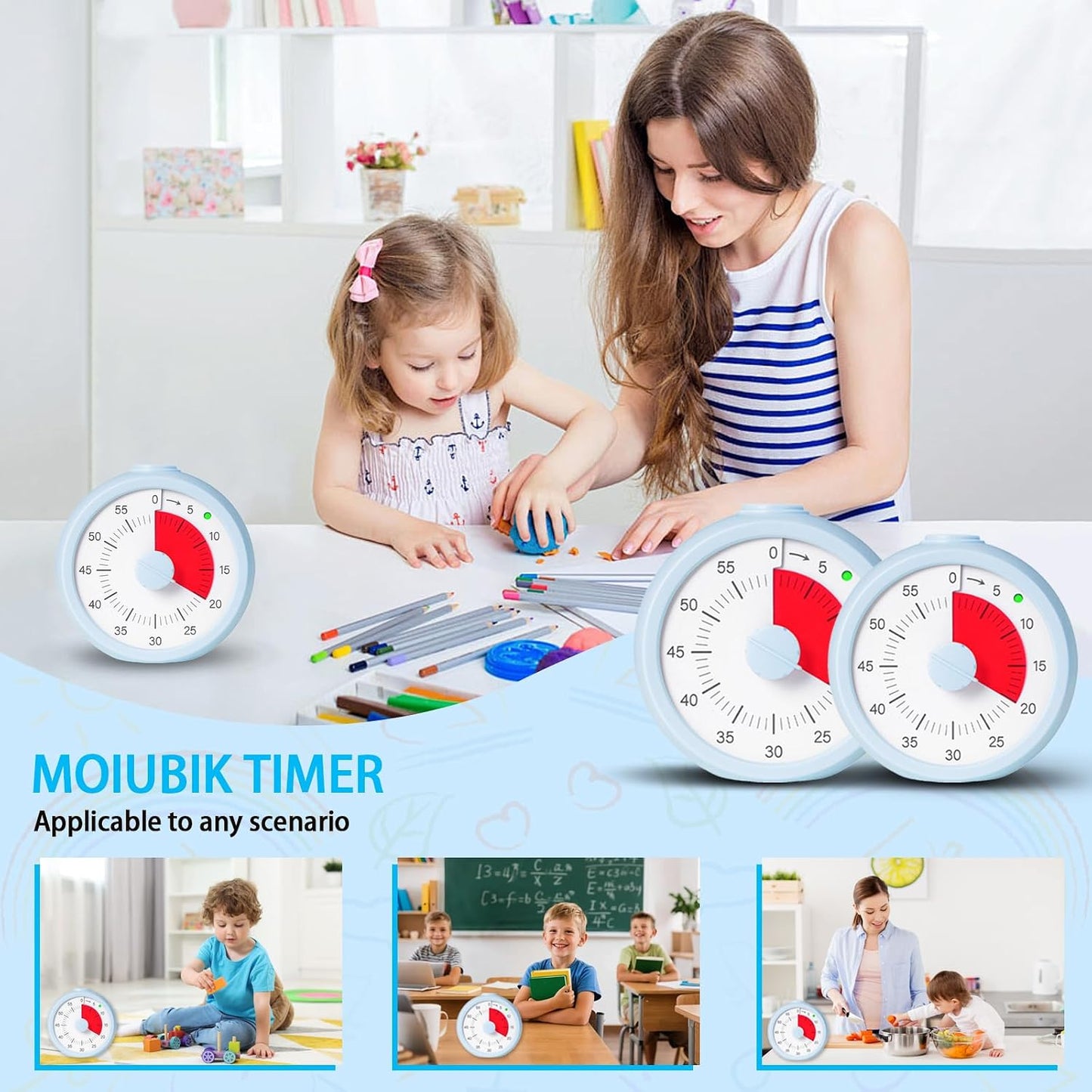 Visual Timer for Kids 60 Minute Countdown Timer Rainbow Disk Desk Timer Clock for Classroom Study Office Kitchen with Silent Operation (Purple)