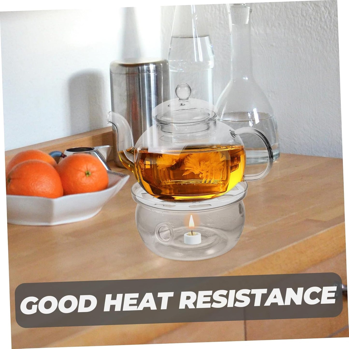 Healifty Glass Teapot Warmer Base Insulation Round Heating Base for Tea Kettle for Tea Ceremony and Household Use