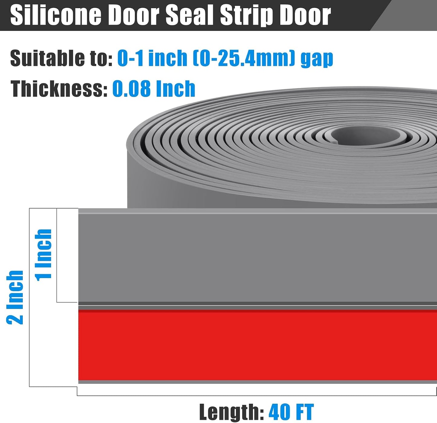 Draft Seal Tape for Doors and Windows 2 in x 20 Ft Silicone Weather Stripping Extra Thick 2mm Door Seal Strip with Strong Adhesive Draft Insulation Stopper Side Seal - Clear