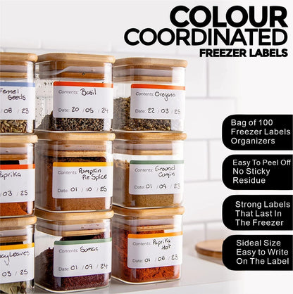 Hybsk Removable Freezer Labels Easy Peel Off - Frozen Food Storage Labels that Leave No Sticky Residue After Use (Type 3)