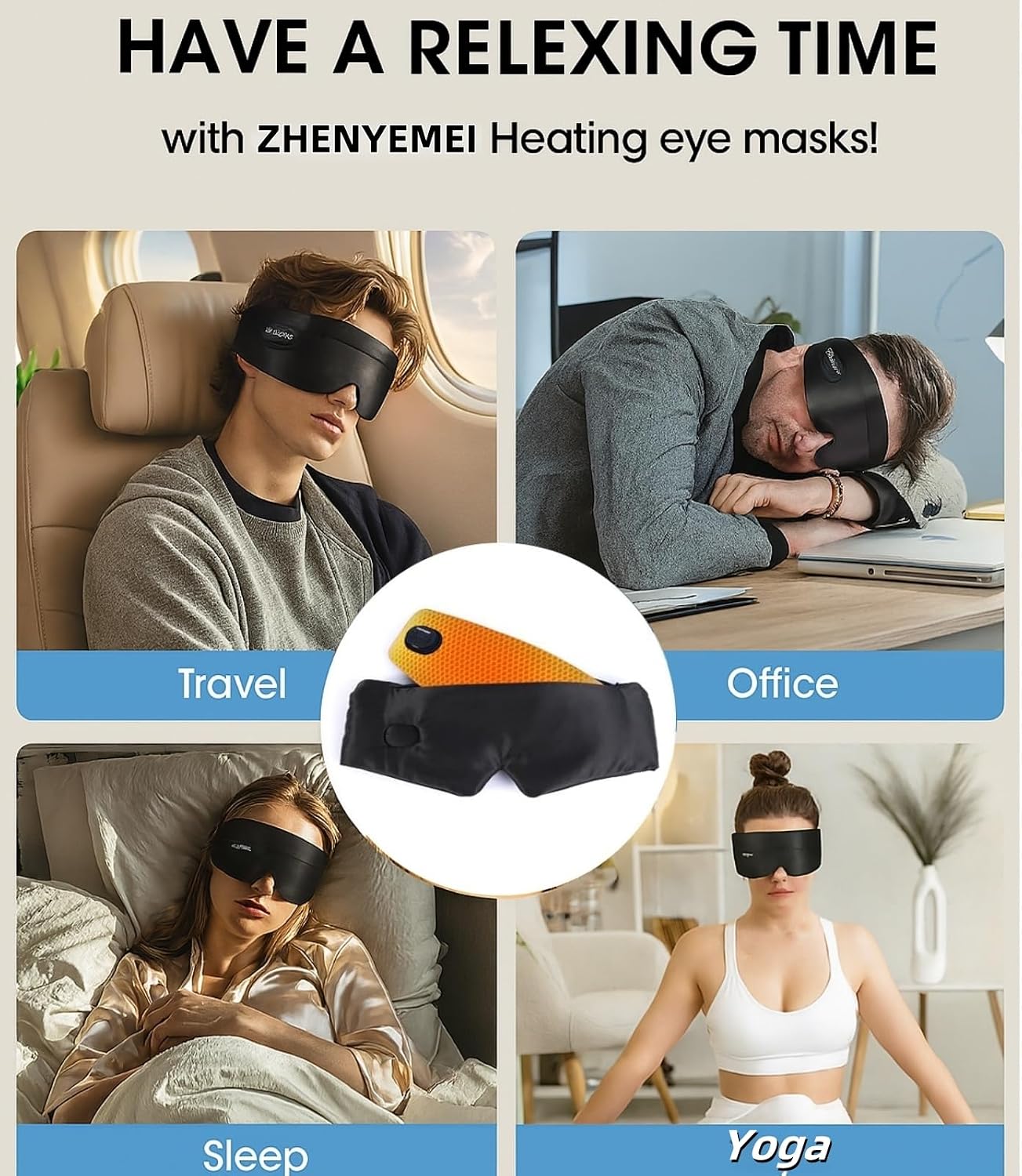 Heated Eye Masks for Dry Eyes, Cordless Silk Mask, 3 Heat Levels Electric Heating Pad for Eye Strain Relief & Fatigue,Ideal Eye Mask for Men Women,Sleep,Travel