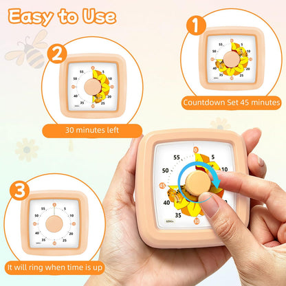 Kids Visual Timer 60 Minute – Countdown Clock for Homework, Kitchen Timer for Cooking, Silent Mini Timer with Cute Mermaid Shell Pattern, Gift Timers for Kids Focus & Daily Routines, Purple