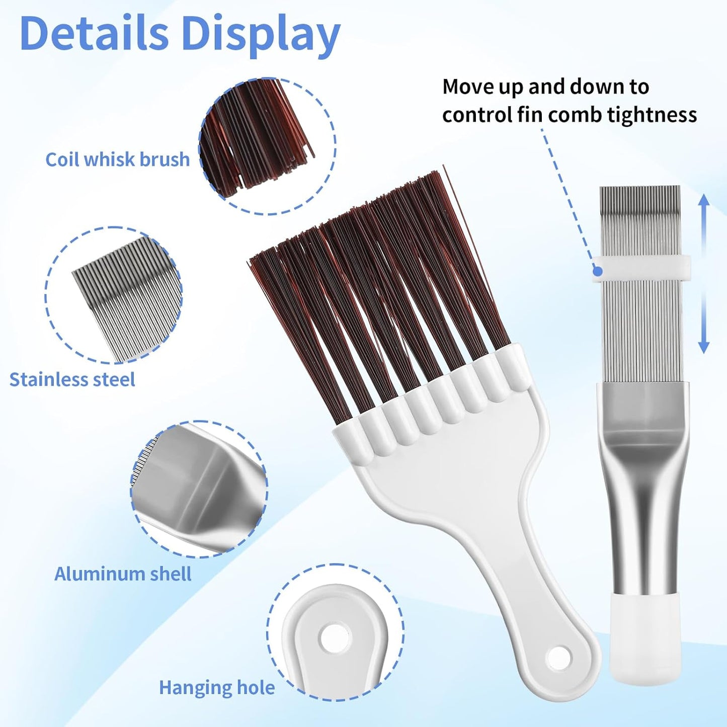 2 PCS AC Fin Comb & Coil Cleaning Brush for Air Conditioner Condenser | Adjustable Fin Comb. Stainless Steel Teeth. Gentle Coil Cleaning. Easy Grip Handle. Multi-Appliance Use.