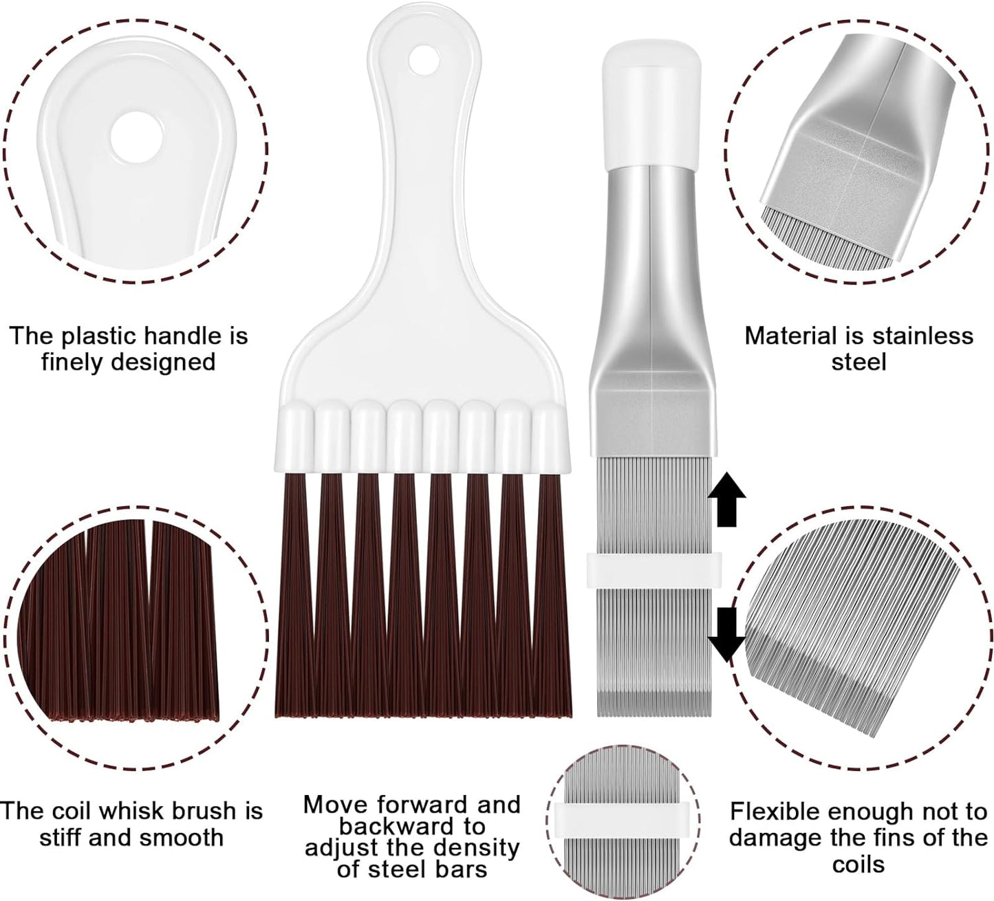 Boao 2 Pieces Air Conditioner Condenser Fin Comb and Fin Cleaning Brush | Air Conditioner Coil Cleaner, Refrigerator Coil Cleaning Whisk Brush, Evaporator Radiator Repair Tool