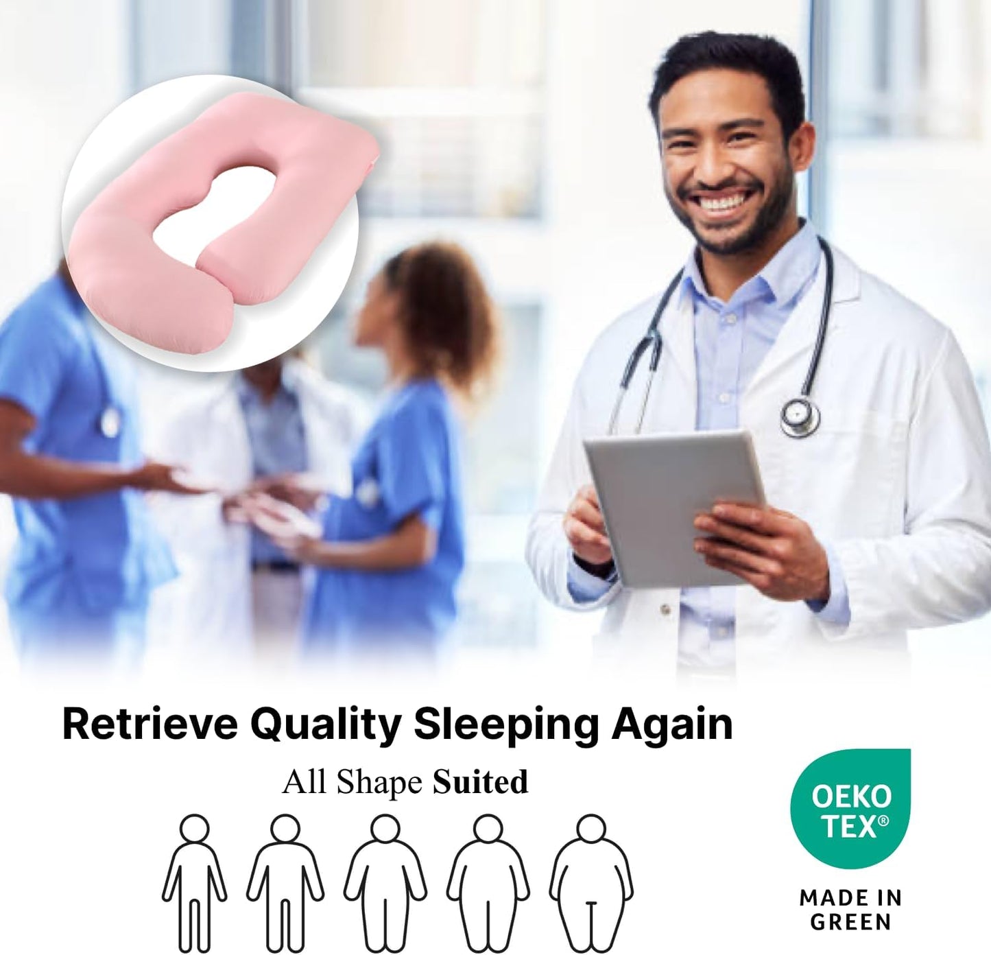 ALLOPERA Pregnancy Pillows for Sleeping, 57-Inch U-Shaped Full Body Maternity Pillow with Adjustable Fill and Removable Washable Cover, Back, Belly, Hip and Leg Support for Pregnant Women, Black Grey