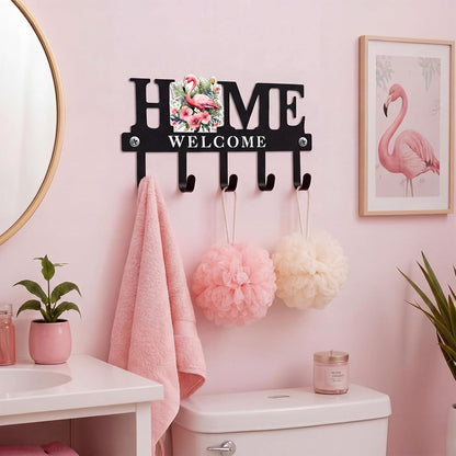 Key Holder Wall Mount Paw Print Metal Key Hooks Organizer Dog Leash Holder with 5 Hooks Rustic Farmhouse Decorative Welcome Home Wall Decor for Entryway Bathroom Dog Lover 9.8 Inch