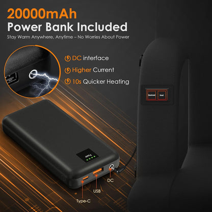 HOPERAN Heated Stadium Seats for Bleachers with Power Bank, Dual Control | Independent Seat & Back Heat (20000mAh Battery Included), Soft Cushion, 6 Recliner, Anti-Slip Stability, Side Pockets
