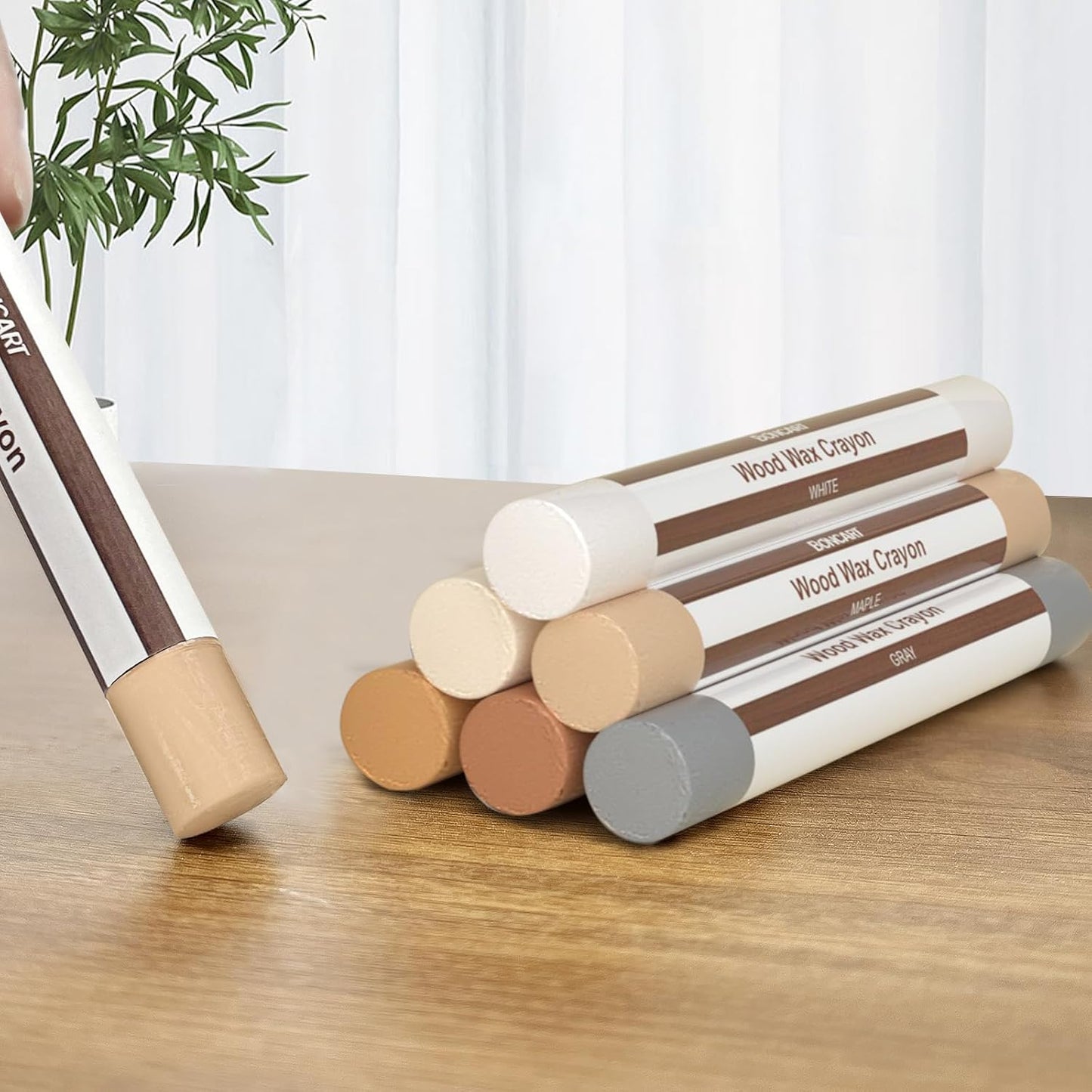 Boncart Wood Filler Sticks,12 Colors Wood Wax Crayons | For Repairing Scratches, Scuffs, Cracks, and Nail Holes on Wood Furniture, Floors, Cabinets, Tables, and Doors