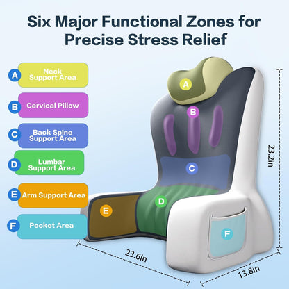 Reading Pillow- Memory Foam Back Pillow for Bed Sitting Up, Ergonomic Lumbar Support Cushion with Arms for Reclining, Gaming, Working, Resting, Watching TV﻿ (Grey)