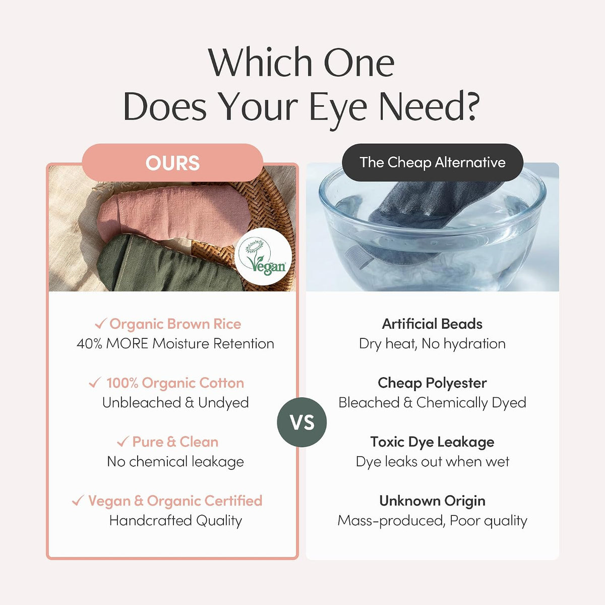 Seoul Heated Rice Eye Mask for Stye & Dry Eyes, Microwavable Compress