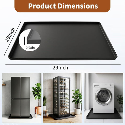 Large 29×29''Silicone Washing Machine Drain Pan,0.98" Raised Edges,Non-Slip Waterproof Drip Tray for Under Washer & Dryer,Anti-Vibration Floor Leak Protector for Refrigerator,Air Fryer,Coffee Maker