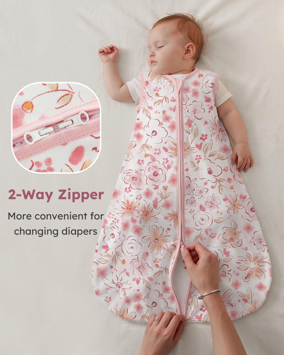 Yoofoss Baby Sleep Sack 0-6 Months Wearable Blanket for Babies 100% Organic Cotton 2-Way Zipper TOG 0.5 Toddler Sleeping Sack 3 Pack, Sleep Sacks