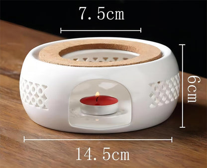 Ceramic Teapot Warmer, Teapot Heater, Tea Light Warmer, Suitable for Teapot and Mugs, 6 Inches (Candles not Included)