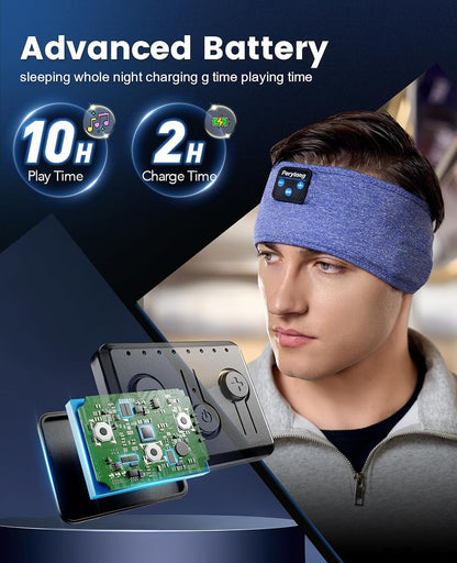Perytong Sleep Headphones Bluetooth 5.4 Headband, Wireless Sleep Headband Headphones for Side Sleepers, Ultra-Thin Stereo Speakers & Extended Battery Life, Sports Headband Earphones for Sleeping
