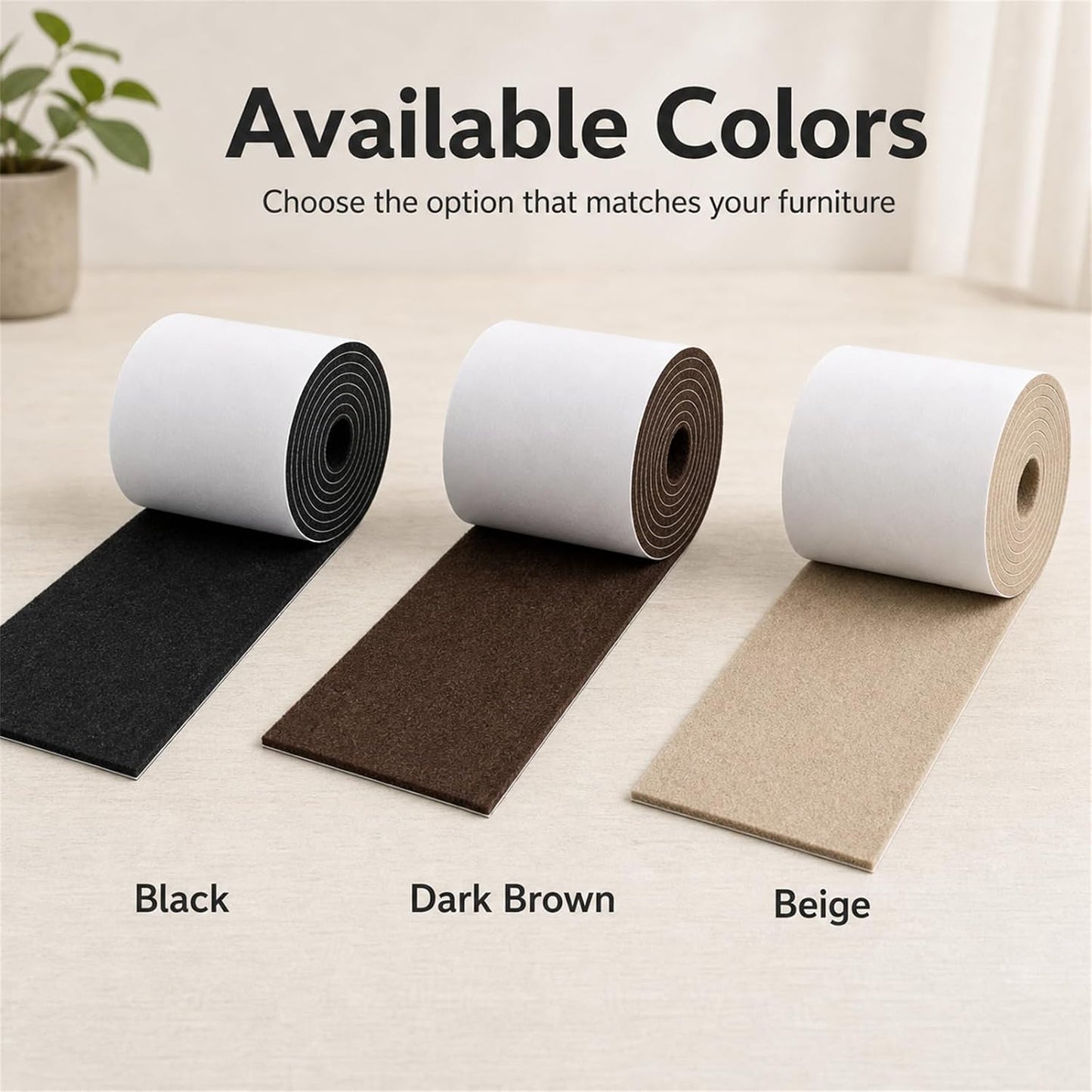 Felt Furniture Pads, Self Adhesive Felt Sheets Roll, Cuttable Felt Pads for Furniture Legs, Heavy Duty Furniture Pads for Hardwood Floors, Chair Wall Protector, Black, 40 x 5 x 0.12 Inch