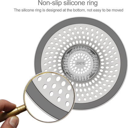 LEKEYE Drain Hair Catcher/Bathtub Shower Drain Hair Trap/Strainer Stainless Steel Drain Protector(Patented Product) | Stainless Steel