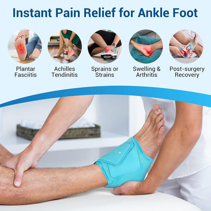 Comfytemp Ankle Ice Pack Wrap for Plantar Fasciitis, Swelling, Foot Pain Relief, FSA Eligible HSA, Gel Packs for Injuries Reusable, Hot Cold Compress for Achilles Tendonitis, Sprained Ankles, 2 Packs