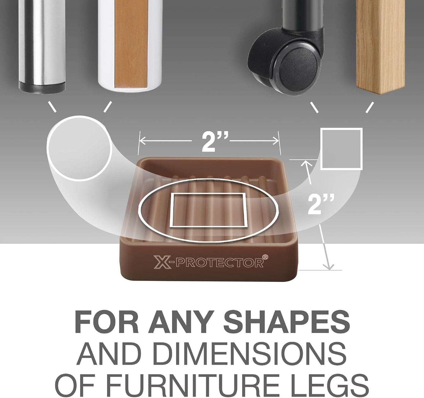 Furniture Cups X-PROTECTOR – 1.7" Caster Cups 4 PCS – Furniture Coaster | Ideal Bed Stoppers – Non Skid Furniture Pads with a Perfect Design – Lined Rubber Furniture Pads - Protect Any Flooring!