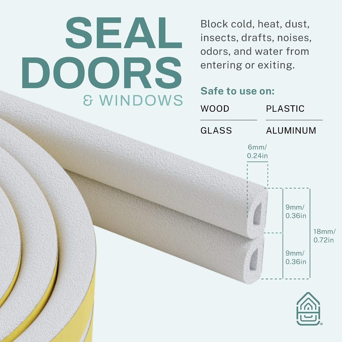 66 Feet Self Stick Foam Weather Stripping Door Window Seal Draft Stopper Insulation Tape for Windows and Doors Soundproof Weatherstripping Gap Blocker