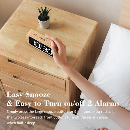 Odokee Digital Dual Alarm Clock for Bedroom with 0-100% Dimmable Display | Easy to Set Alarm Clock with Weekday/Weekend Mode - Loud Alarm for Heavy Sleepers with 5 Sounds Adjustable Volume - Blue