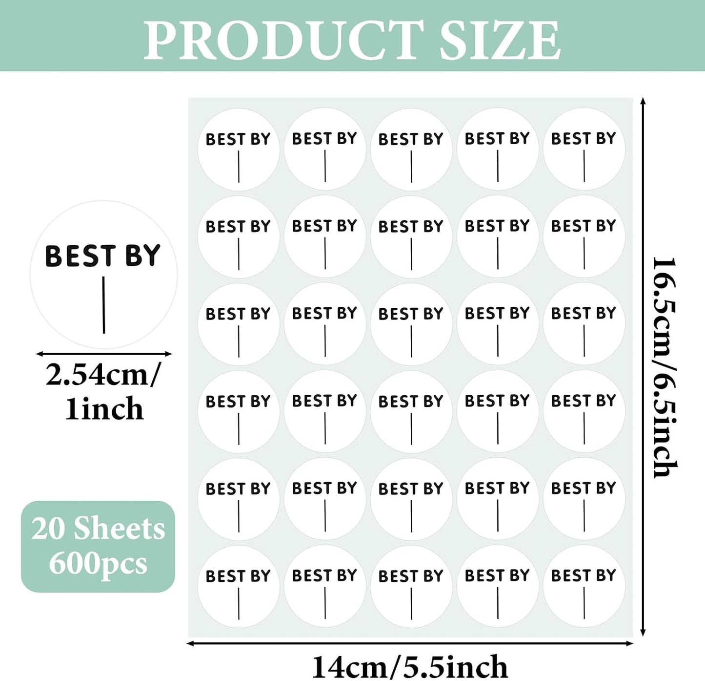 600PCS Expiration Date Pantry Labels, 1 Inch Circle Dot Small Blank Expiration Date Food Stickers, Best by Labels for Food-Containers, Storage, Freezer, Restaurant Food-Saver, Food-Service Prep