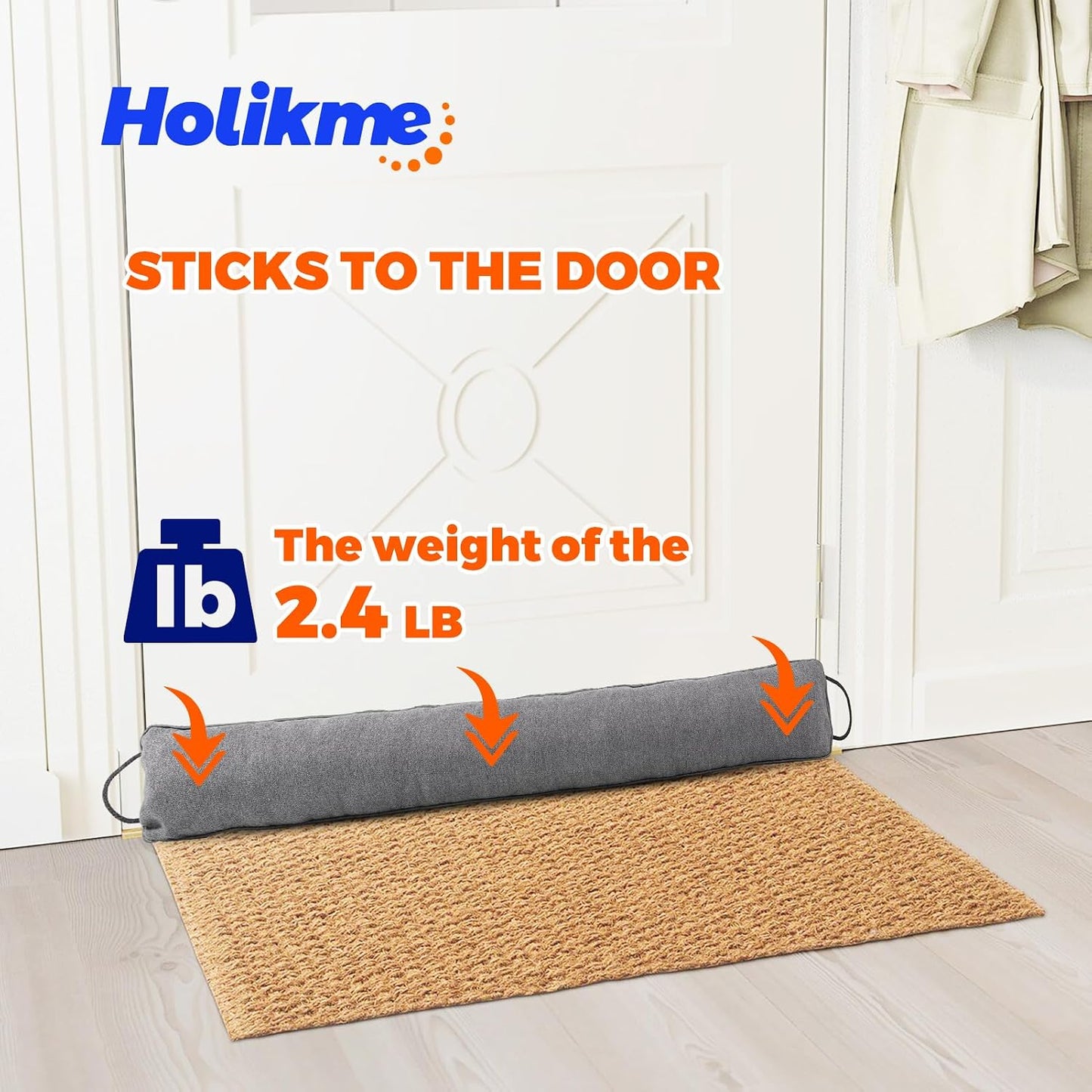Holikme Weighted Door Draft Stopper - Under Door Seal, 36inch Black | Heavy Duty Fabric, Removable Washable Cover, Hook-and-Loop Fasteners Included, Soundproof & Thermal Insulation, Energy Saving