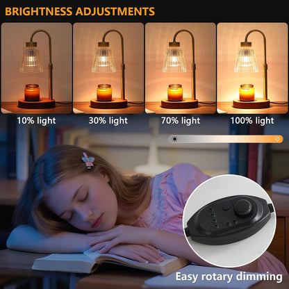 Candle Warmer Lamp with Timer and Dimmer,Electric Gold Light Gifts for Women Melt Wax Warmer Lamp with 2 Bulbs for Candle Jars House Warming New Home Decor Bedroom