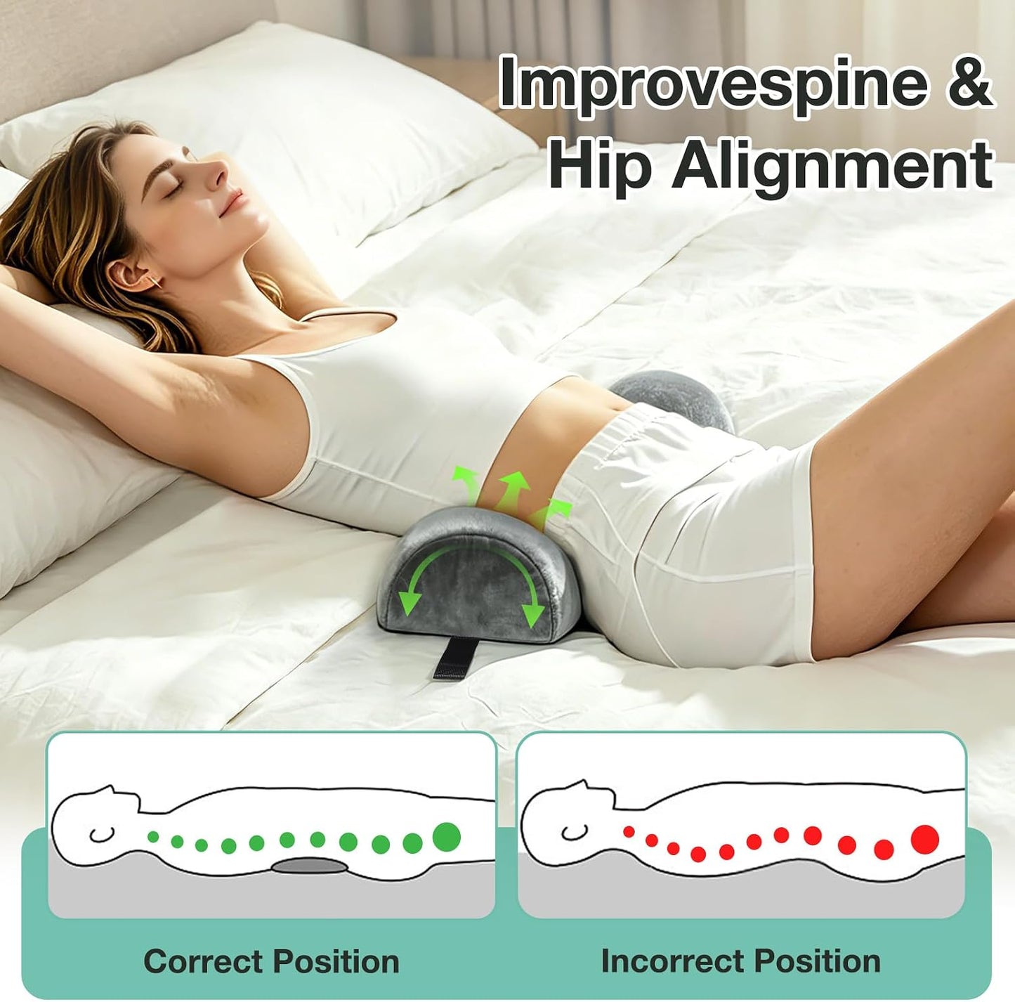 Noverlife Half Moon Bolster Pillow for Leg, 21 x 6 x 3 in PU Leather Semi Roll Massage Bolster Knee Support Pillow Pad, Water & Oil Proof D Shaped Cushion for Yoga Therapy Spa Sleep Physical Relief