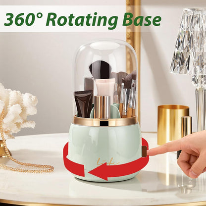 360 Rotating Toothbrush Holders for Bathrooms, 7-Slot Toothbrush Holder with Cover & Drainage, Bathroom Countertop Organizer for Electric Toothbrushes, Toothpaste & Makeup Brushes