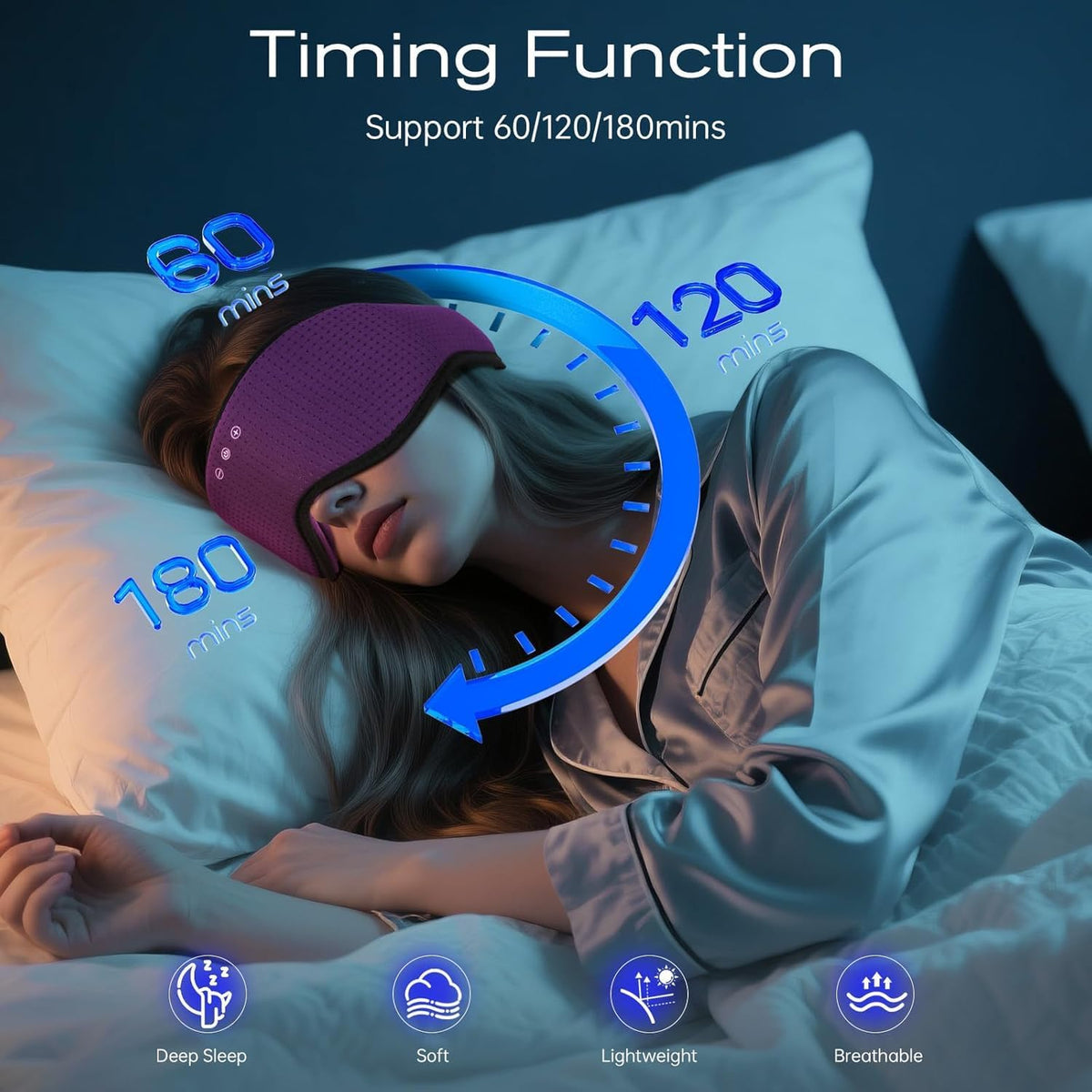 Sleep Mask with Bluetooth 5.4 Headphones, Removable 3D Eye Cups, Timing Sleeping Headphones for Side Sleepers, Wireless Music Eye Mask Speakers for Men, Women, Tech Gifts, Pink