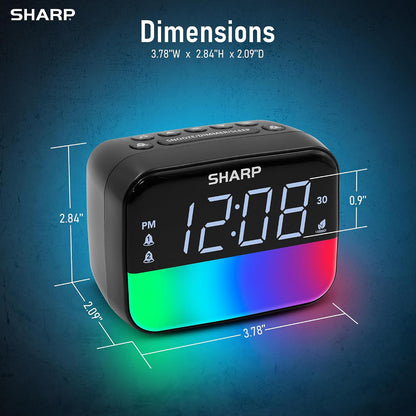 Sharp RGB Alarm Clock with Bluetooth Speaker, Sleep Sounds, Night Light