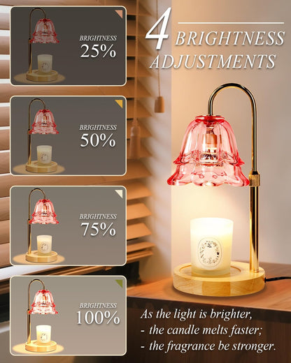 Flower Candle Warmer Lamp with Timer Dimmable, Christmas Birthday Gifts for Women Mom, Candle Warming Light Height Adjustable, Wax Melt Warmer for Jar Scented Candles, Housewarming Candle Lamp