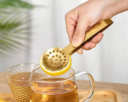 Stainless Steel Tea Tongs Round Perforated Loose Leaf Tea Filter Clips | Polished Tea Bag Squeezer with Round Holes Strains Loose Tea Leaves,Anti-Scald Long Handle Ensures Safe Use for Tea Brewing