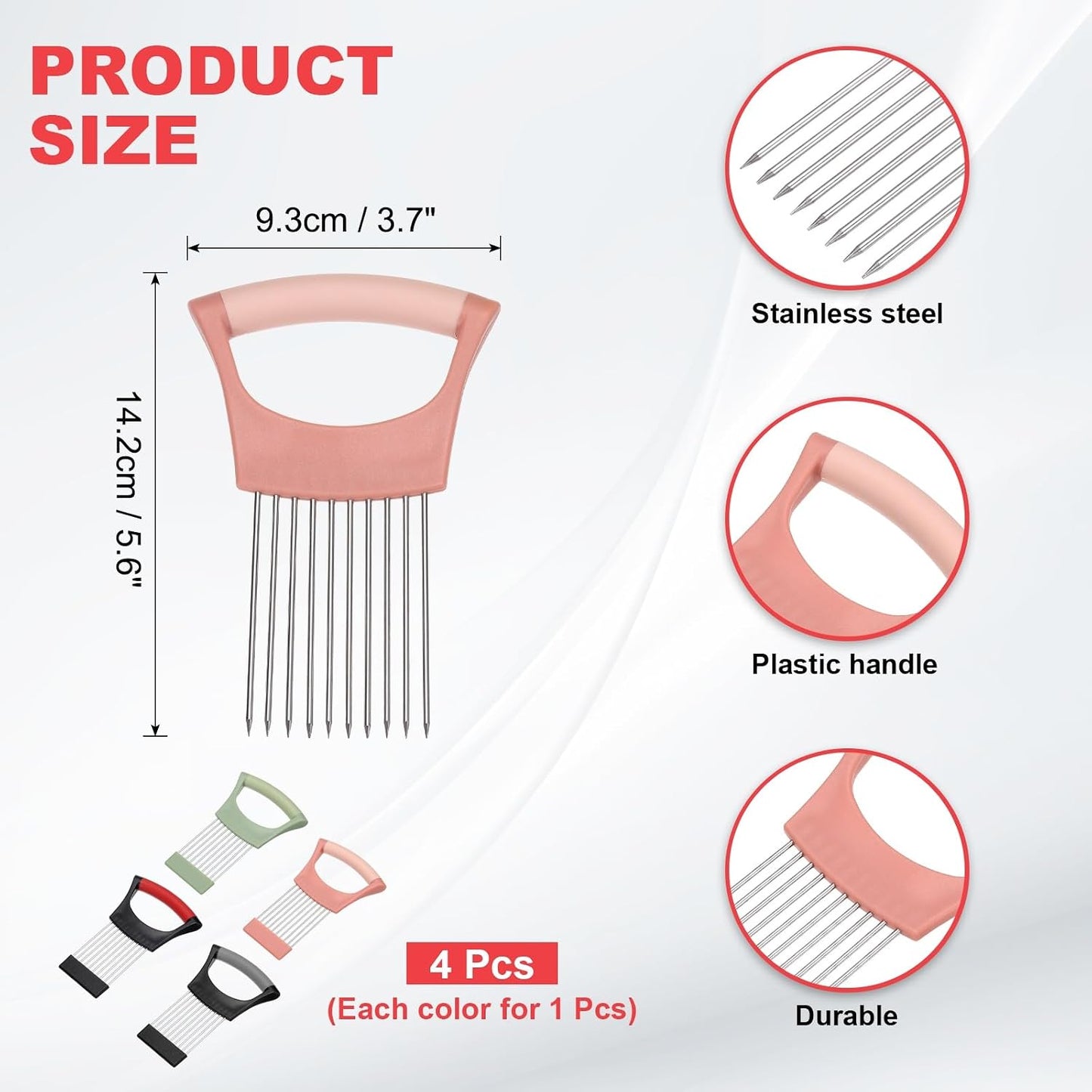 uxcell Onion Slicer Holder, Stainless Steel Vegetable Cutting Holder Food Cutter Tool for Slicing Storing Onions Tomatoes Potatoes Avocados Apples, Green