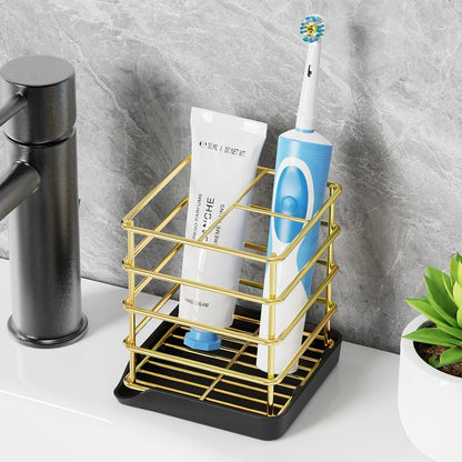 Toothbrush Holders for Bathroom,Black,Stainless Steel,Detachable,Tray,3 Slot