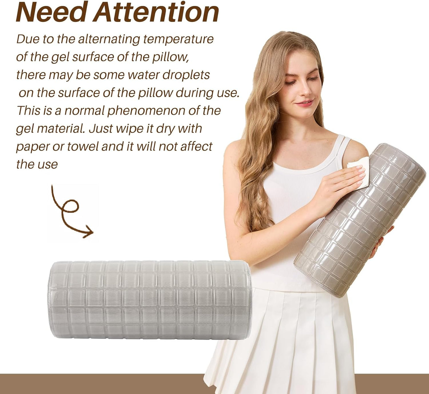 Cervical Roll Pillow with Cooling Gel Cover, Cooling Gel Memory Foam for Hot Sleepers, Small Neck Roll Pillow, Neck Round Pillow for Sleeping, Cylinder Bolster Pillow for Bed, Legs and Back