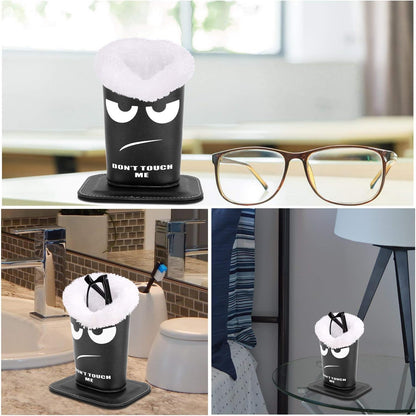 MoKo Eyeglasses Holder, Modern Velvet Plush Lined PU Leather Household Magnetic Holder Protective