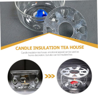 SMASOLO Teapot Warmer Glass Heating Stand Candle Holder for Tea Ceremony Decorative Base Lightweight Portable Tea Rack for Home Use Present for Friends Family