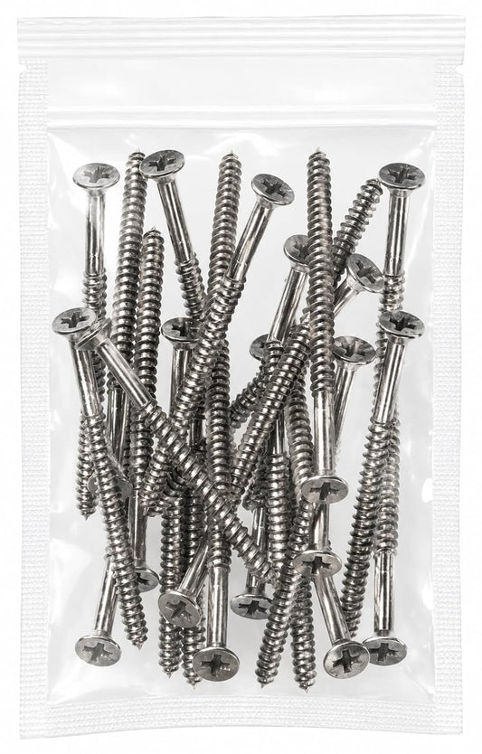 Satin Silver Nickel Wood Screws 9 X 3 Inch – Extra Long Door Hinge Screws - Door Security Screws - 24 Pack