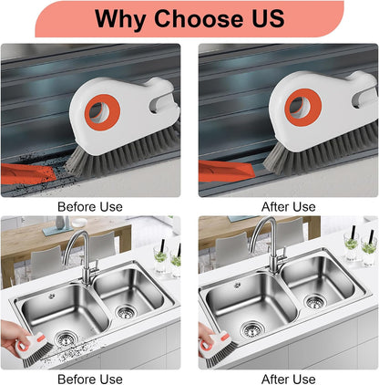2 Pcs 2 in 1 Window Track Cleaner, Groove Cleaning Brush | Effective window sill cleaner for sliding door tracks and glass door grooves, home, bathroom, kitchen, and narrow crevices