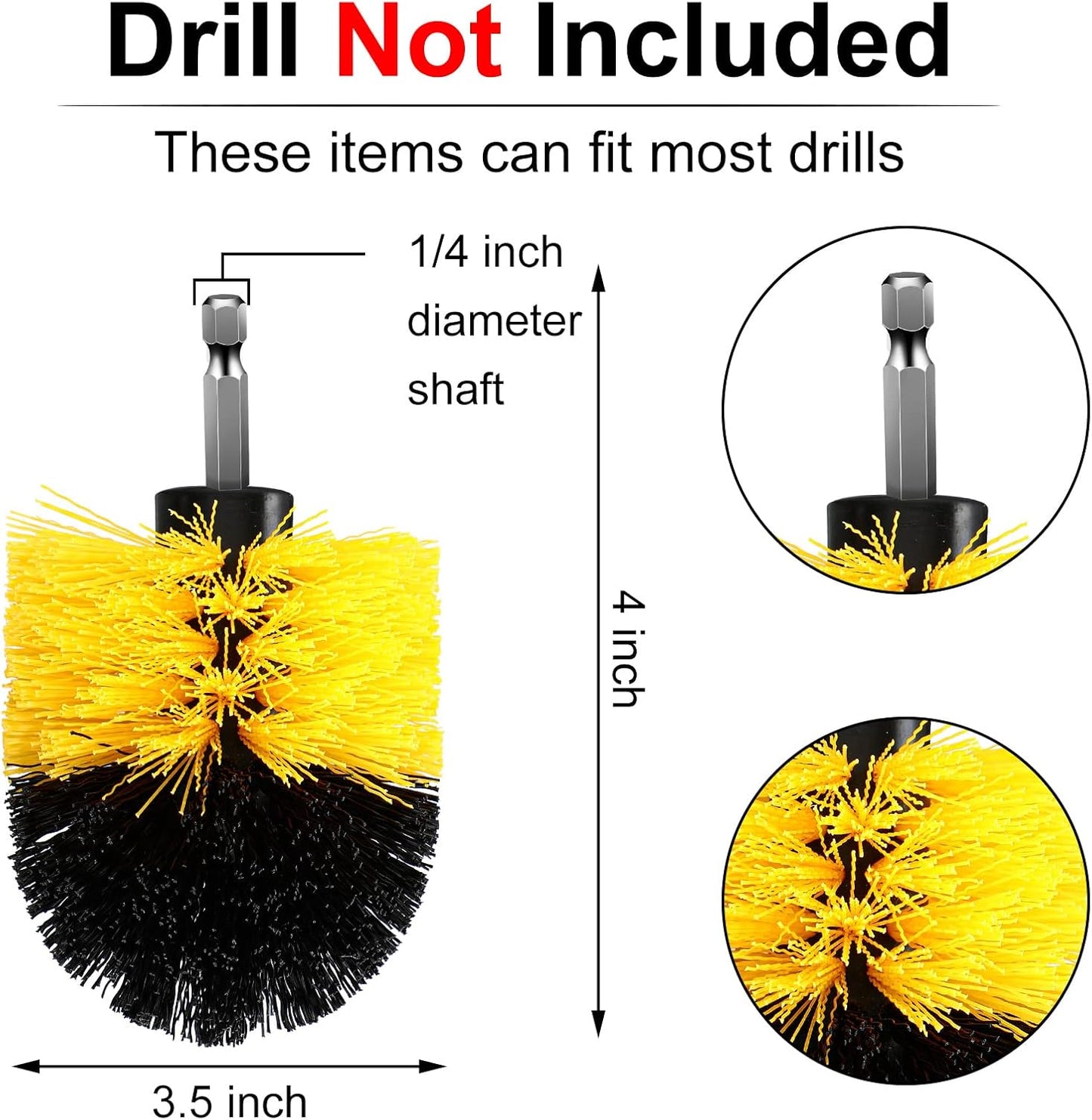 Drill Brush Nylon Drill Brush Attachment Electric Power Scrubber Scrub Attachment Multi Purpose Cleaning Supplies for Bathroom Surfaces Tub Grout Shower Kitchen Tile Auto Car