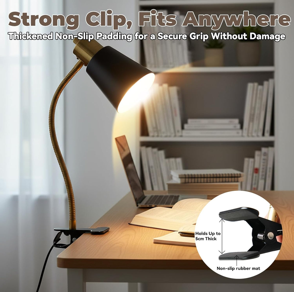 LALISU Desk lamp Eye-Caring Table Lamps, 360°Rotation Gooseneck Clip Lamp