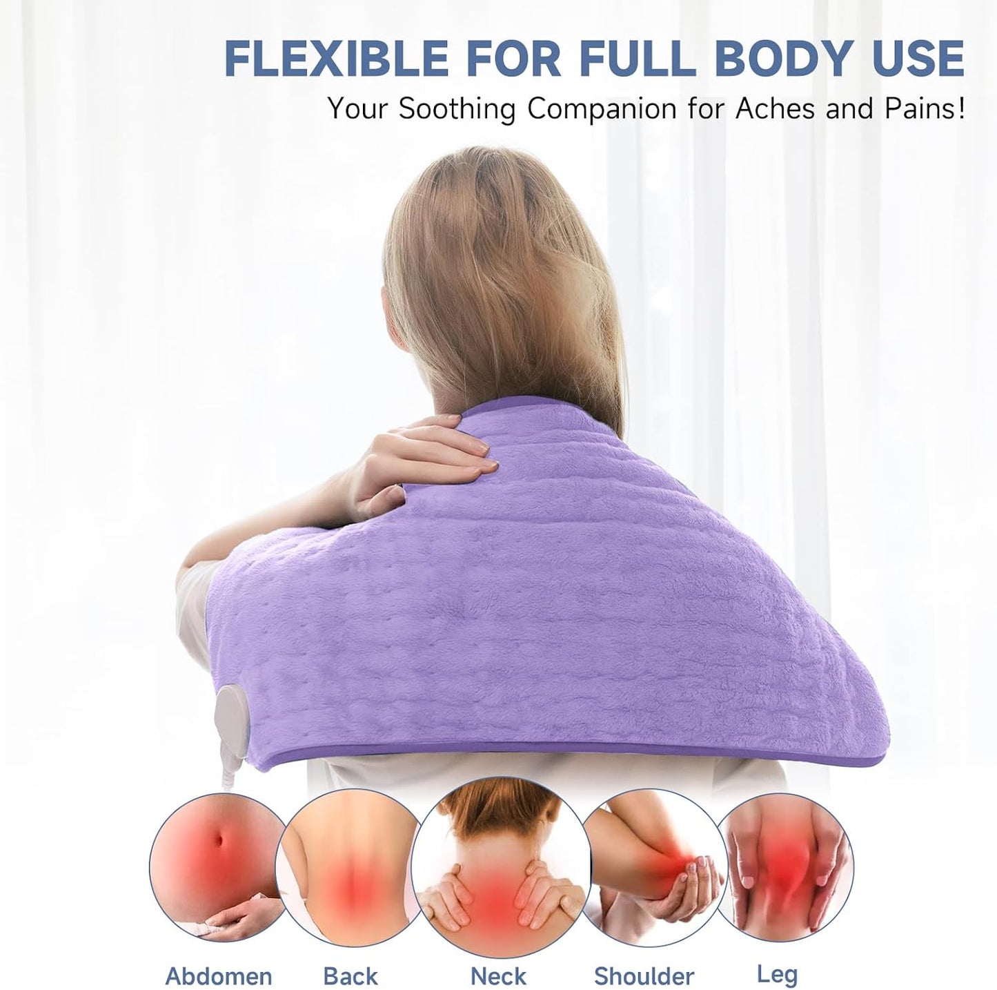 Heating Pad for Back, Neck, and Shoulder Pain Relief, Electric Heat Pad with 6 Heat Levels, Moist Heat Option, Auto Shut-Off, Birthday Christmas Gift for Women Men Mom Dad Grandma, Gift for her