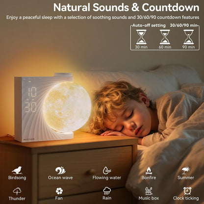 RETEYUNG Sunrise Alarm Clocks Sound Machine Moon Lamp for bedrooms