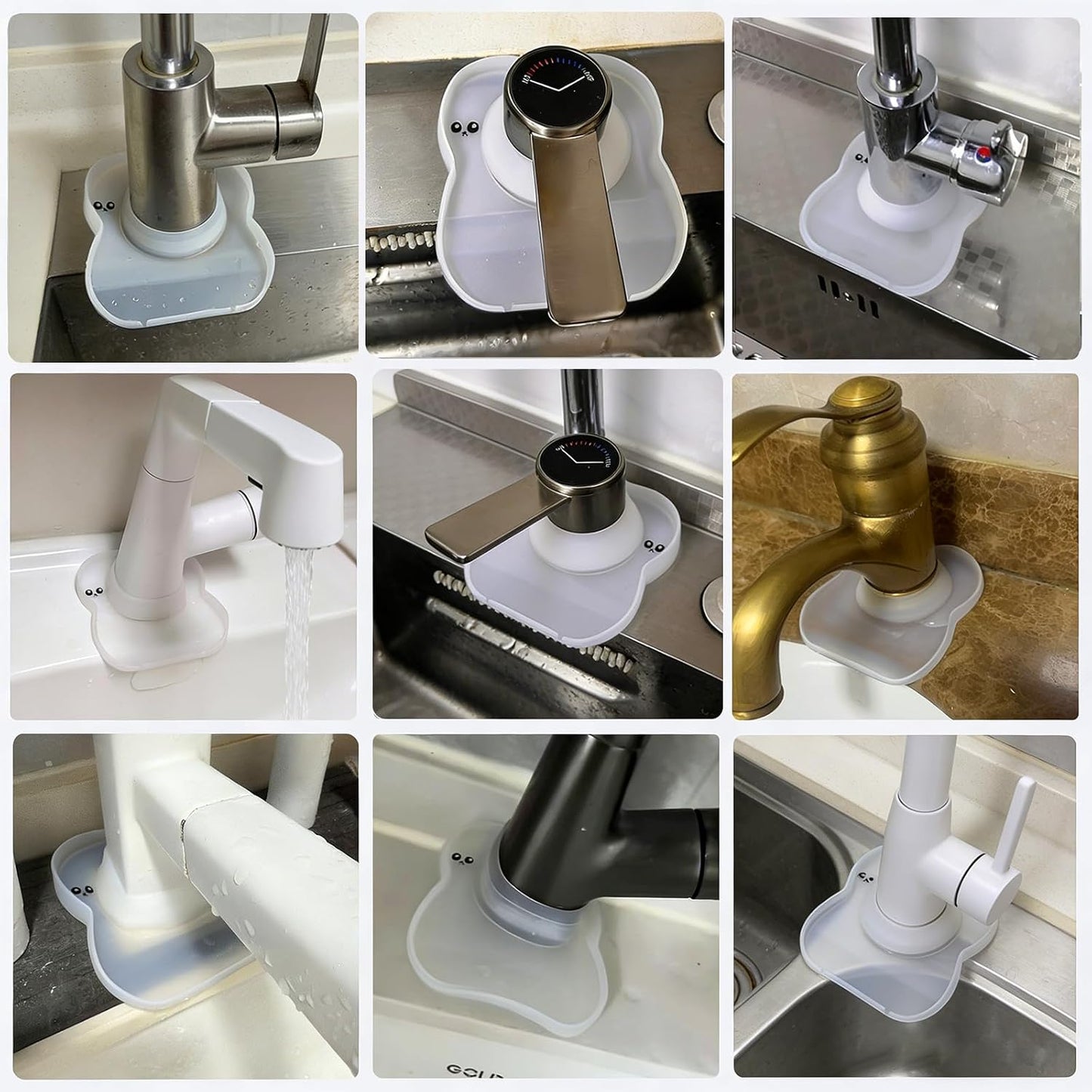 Silicone Faucet Mat for Kitchen Tap Compact Sink Splash Guard Protectors Behind Draining,Grey 2PCS
