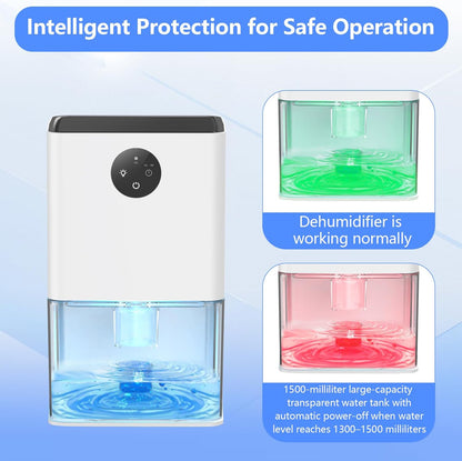 Deyagoo 50OZ Dehumidifier, Small Dehumidifier for Bedroom Closet 300 Sq. Ft | Quiet Operation, Portable, Auto Shut Off, 7 Color, Energy Saving