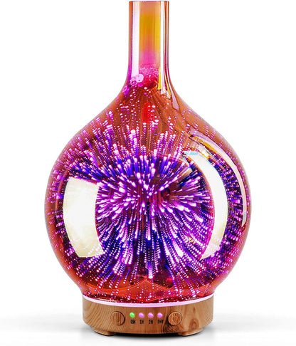Porseme 150ml Essential Oil Diffuser Glass Color Changing Aroma Air Diffusers Aromatherapy Ultrasonic Cool Mist Humidifier 6 Running Hours Waterless Auto-Off for Sleeping, Yoga, Office, Spa (Ink)